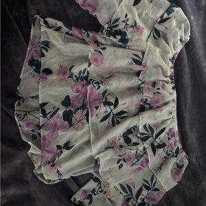 Charlotte Russe Floral Off-Shoulder Blouse - Cream and Pink